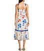 Blu Pepper Floral Print Ricrac Trim Midi Dress, Color:Ivory Multi - Image 2