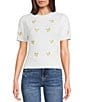 Blu Pepper Floral Print Short Sleeve Sweater - Image 1
