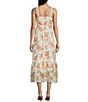 Color:Ivory Multi - Image 2 - Floral Print Tie Strap Tiered Midi Dress