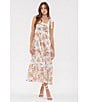 Color:Ivory Multi - Image 4 - Floral Print Tie Strap Tiered Midi Dress