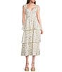 Blu Pepper Floral Printed Sweetheart Neck Tiered Midi Dress - Image 1