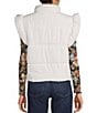Blu Pepper Flutter Sleeve Bow Detail Zip-Up Puffer Vest, Color:Cream - Image 2
