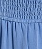 Color:Blue - Image 3 - Flutter Sleeve Smocked V-Neck Midi Dress