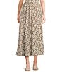Blu Pepper Blu Pepper Geometric Pattern Coordinating Midi Skirt, Color:Light Mocha - Image 1