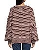 Blu Pepper Geometric Patterned Long Sleeve Marled Trim Relaxed Sweater - Image 2