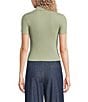 Blu Pepper Knit Collared Short Sleeve Front Zip Top - Image 6