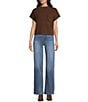 Blu Pepper Knit Mock Neck Front Pocket Cap Sleeve Sweater - Image 3