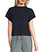Blu Pepper Knit Mock Neck Front Pocket Cap Sleeve Sweater - Image 5