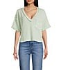 Blu Pepper Knit V-Neck Pocket Short Sleeve T-Shirt - Image 1