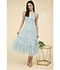 Blu Pepper Lace Polka Dot Square Neck Sleeveless Tiered Midi Dress, Color:Sage - Image 5