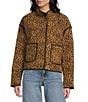 Blu Pepper Blu Pepper Leopard Print Quilted Mock Neck Jacket, Color:Brown Multi - Image 3