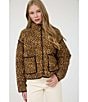 Blu Pepper Blu Pepper Leopard Print Quilted Mock Neck Jacket, Color:Brown Multi - Image 6