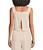 Blu Pepper Linen Blend Square Neck Button Back Coordinating Top - Image 2