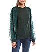 Color:Hunter Green - Image 1 - Long Contract Dot Sleeves Knit Top