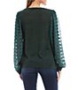 Color:Hunter Green - Image 2 - Long Contract Dot Sleeves Knit Top