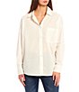 Color:White - Image 1 - Long Sleeve Button Down High Low Shirt