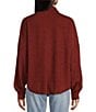 Blu Pepper Long Sleeve Collared Raw Edge Knit Top, Color:Brick - Image 2