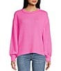 Color:Pink - Image 1 - Long Sleeve Crew Neck Sweater