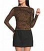 Blu Pepper Mesh Leopard Boat Neck Long Sleeve Top - Image 1