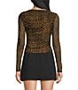 Blu Pepper Mesh Leopard Boat Neck Long Sleeve Top - Image 2