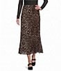 Blu Pepper Mesh Leopard Printed Midi Skirt - Image 1