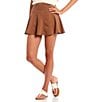 Color:Brown - Image 1 - Mid Rise Godet Mini Skirt