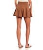 Color:Brown - Image 2 - Mid Rise Godet Mini Skirt