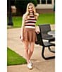 Blu Pepper Mid Rise Godet Mini Skirt, Color:Brown - Image 4