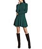 Blu Pepper Mock Neck Long Sleeve Flared Sweater Dress - Image 1