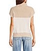 Blu Pepper Mock Neck Two Tone Short Cap Sleeve Sweater - Image 2