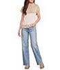 Blu Pepper Mock Neck Two Tone Short Cap Sleeve Sweater - Image 3