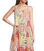 Blu Pepper Patchwork Floral Printed Square Neck Cropped Tank Top - Image 1