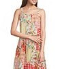Blu Pepper Patchwork Floral Printed Square Neck Cropped Tank Top - Image 1