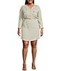 Blu Pepper Plus Size 3/4 Sleeve Belted Mini Dress - Image 1