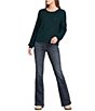 Blu Pepper Pointelle Knit Round Roll Neck Long Sleeve Sweater - Image 3