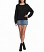 Blu Pepper Pointelle Knit Round Roll Neck Long Sleeve Sweater - Image 6