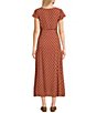 Blu Pepper Polka Dot Button Front Short Sleeve Midi Dress, Color:Brown - Image 2