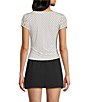 Blu Pepper Polka Dot V-Neck Button Down Short Sleeve Top - Image 2