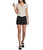 Blu Pepper Polka Dot V-Neck Button Down Short Sleeve Top - Image 3