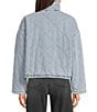 Blu Pepper Quilted Denim Mock Neck Tie Front Long Sleeve Jacket - Image 2