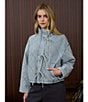Blu Pepper Quilted Denim Mock Neck Tie Front Long Sleeve Jacket - Image 5