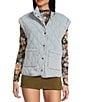 Blu Pepper Quilted Washed Denim Button Front Vest, Color:Denim - Image 1