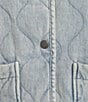 Blu Pepper Quilted Washed Denim Button Front Vest, Color:Denim - Image 4