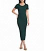 Blu Pepper Ribbed Knit Short Sleeve Midi Dress - Image 1