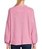 Color:Pink - Image 2 - Ribbed Long Sleeve Henley Knit Top