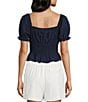 Blu Pepper Short Puff Sleeve Ruffled Tie Front Blouse - Image 2