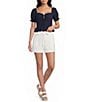 Blu Pepper Short Puff Sleeve Ruffled Tie Front Blouse - Image 3