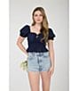 Blu Pepper Short Puff Sleeve Ruffled Tie Front Blouse - Image 5