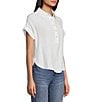 Color:White - Image 4 - Short Sleeve Button Up Top