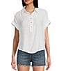 Color:White - Image 1 - Short Sleeve Button Up Top